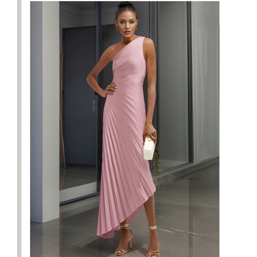 NWT Missacc One-Shoulder Sleeveless Asymmetrical Cocktail Dresses With PleatS